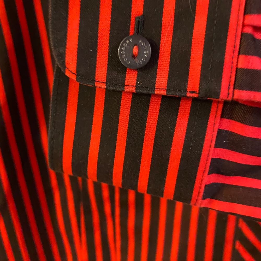Foxcroft Red Black Placket Fitted Button Down Shi… - image 4